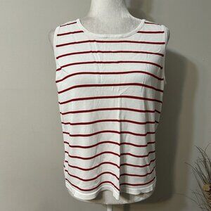 Studio G Stretch Women Sleeveless Sweater Size XL  Striped White & Red Pullover